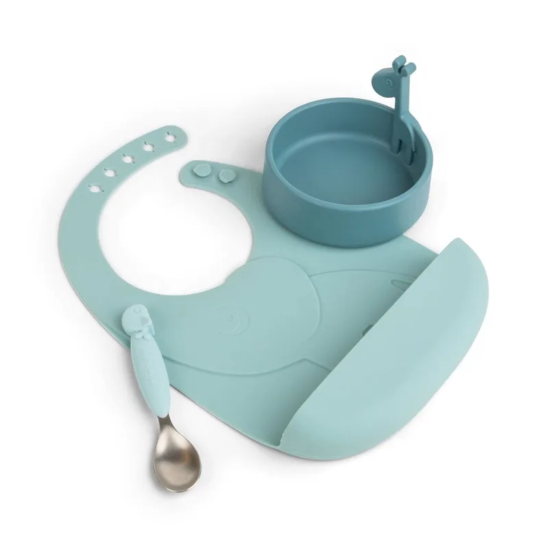 Eetset Done By Deer First Meal Set Peekaboo Deer Friends Blue van Done by Deer – productfoto