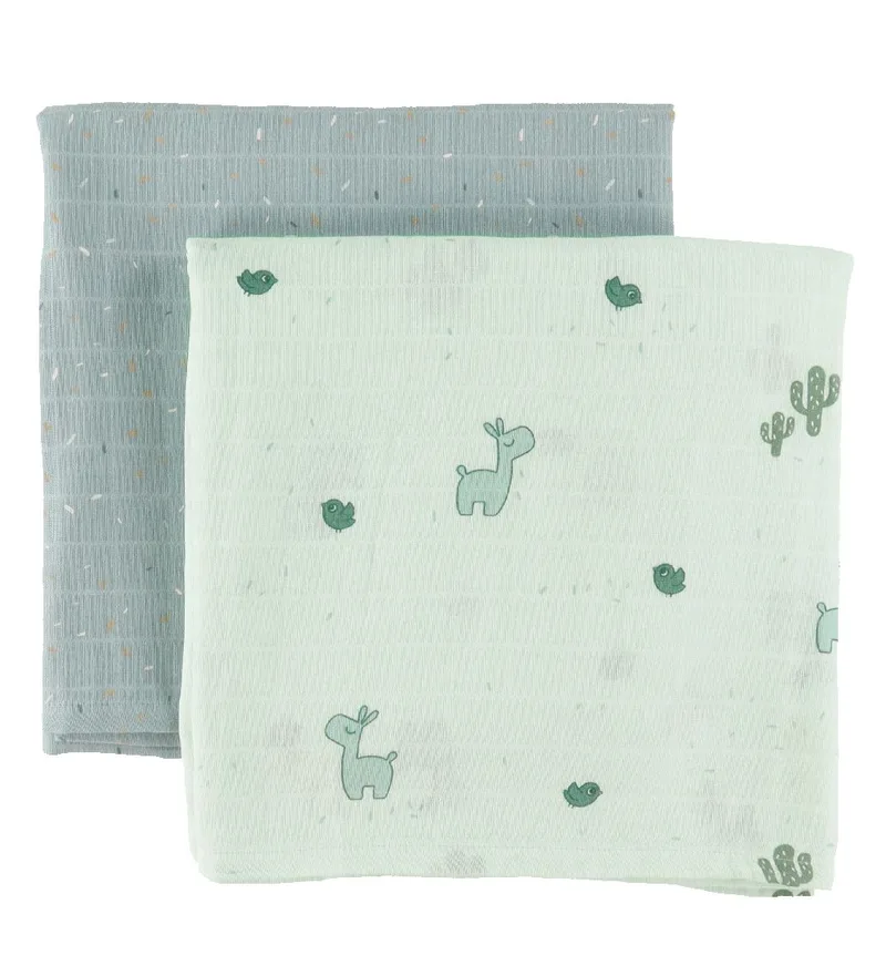 Hydrofiele Doek - 2-pack - 120x120 cm - Lalee Blue de Done by Deer – photo produit
