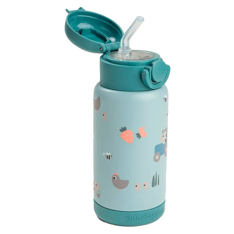 Insulated Tiny Farm Blue 340ml Stro-fles de Done by Deer – photo produit 2 sur 6