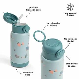 Insulated Tiny Farm Blue 340ml Stro-fles de Done by Deer – photo produit 4 sur 6