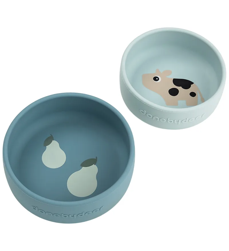 Kom - 2-pack - Silicone - Dotti - Blauw van Done by Deer – productfoto 1 van 4