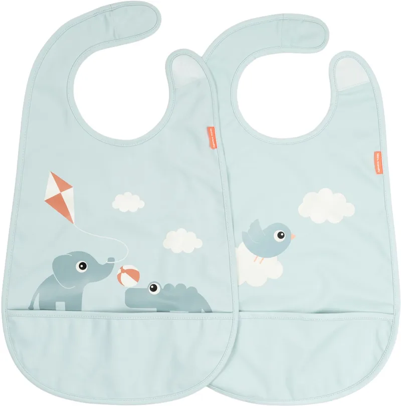 Playground Slabbetje Met Klittenband - 2 Stuks - Blue van Done by Deer in Blauw – productfoto