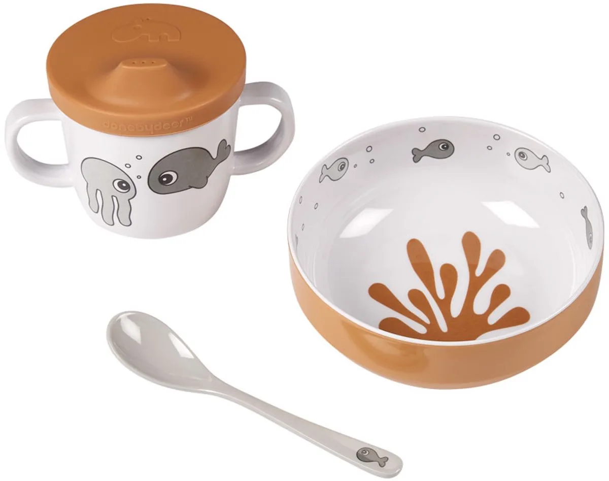 Sea Friends First Meal Dinerset / Grey van Done by Deer in Mustard – productfoto