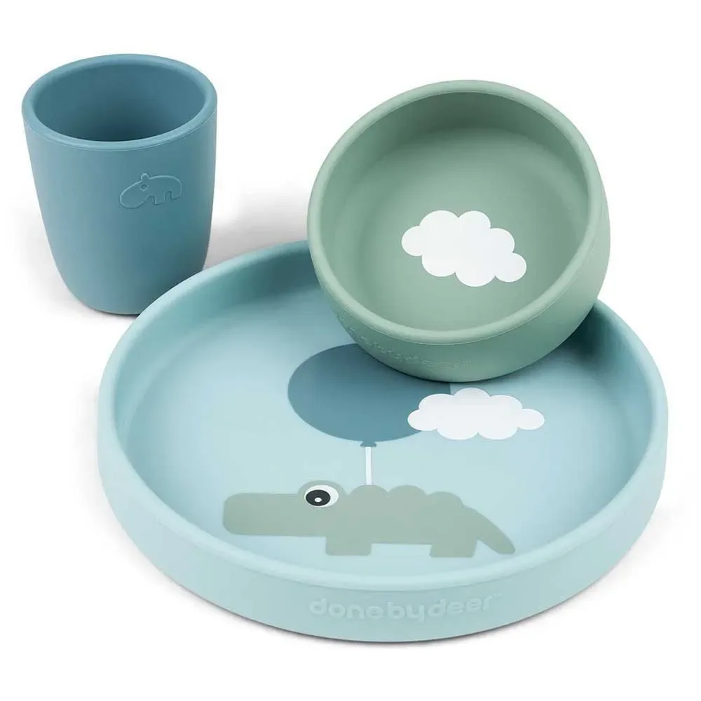 Ensemble De Dîner Nuages Heureux Silicone de Done by Deer – photo produit