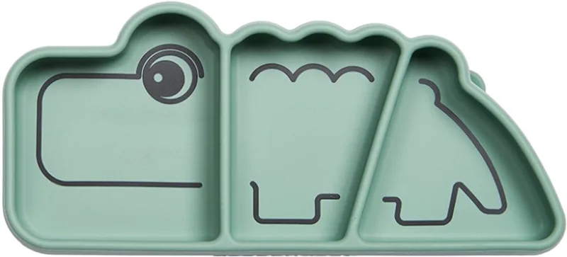 silicone Stick&Stay snack bord Croco van Done by Deer in Groen – productfoto