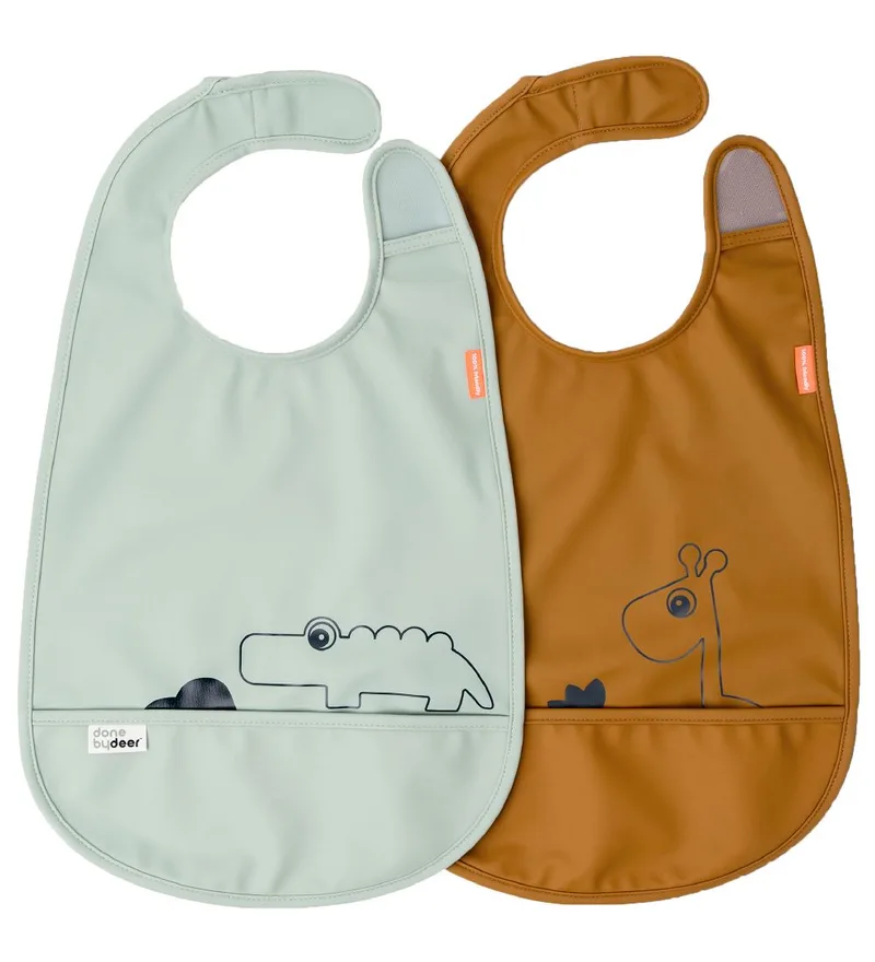 Slabbetjes - 2-pack - Deer Friends - Mustard/Green by Done by Deer – product photo