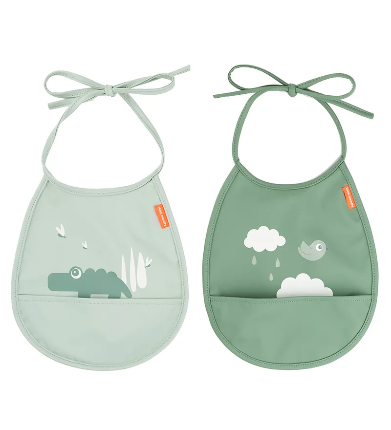 Slabbetjes - PU - 2-pack - Croco Green by Done by Deer – product photo