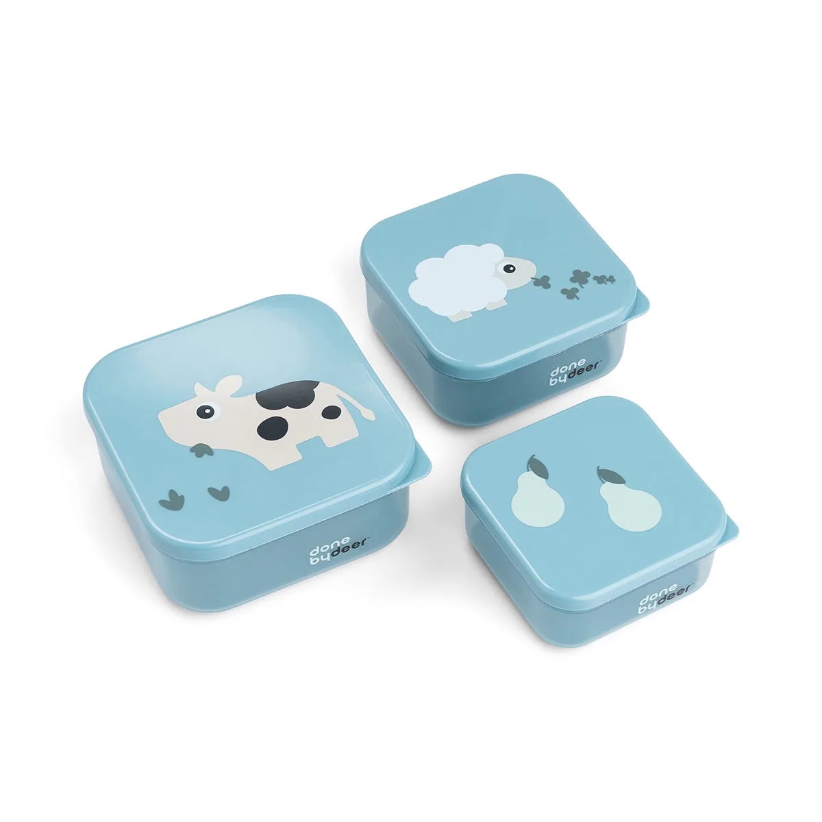 Snackbox Done By Deer Tiny Farm Blue 3st. van Done by Deer – productfoto