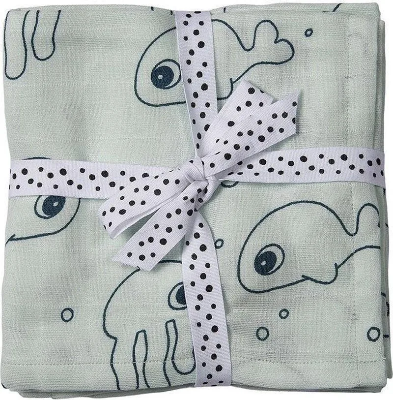 Tetradoek Swaddle Pack Sea Friends - 2 Stuks by Done by Deer in Blue – product photo