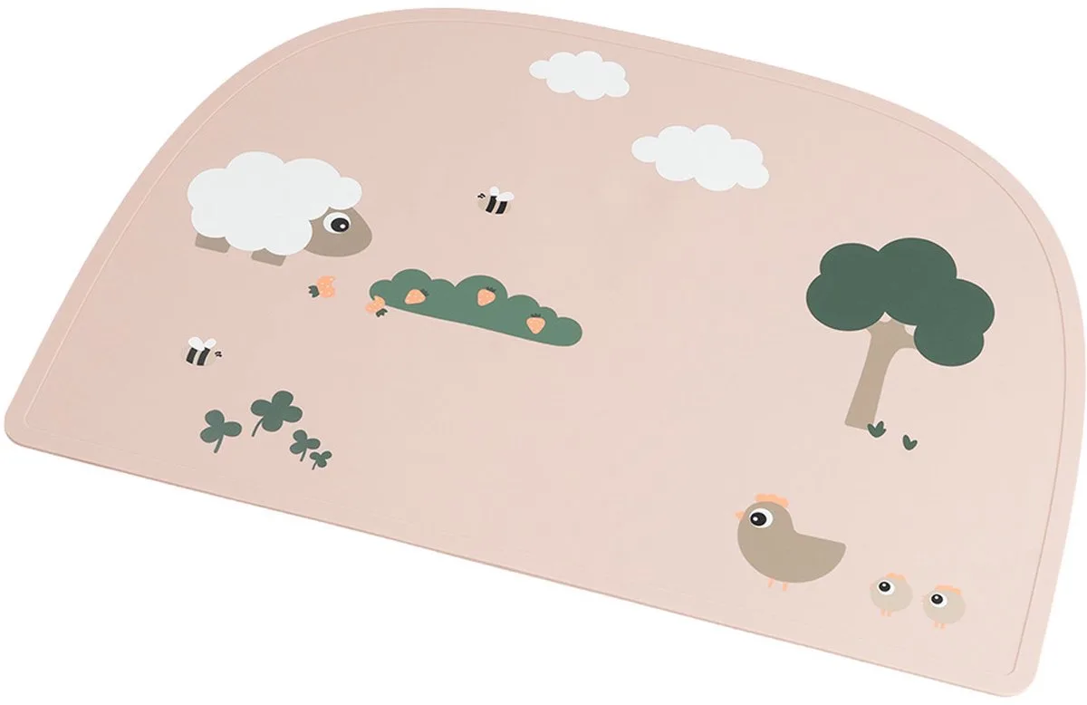 Tiny Farm Siliconen Placemat - Powder van Done by Deer in Roze – productfoto