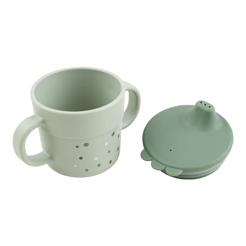 With Happy Dots Handles Kopp från Done by Deer i Grön, 12,3 × 7,7 × 9,3 mm – produktbild