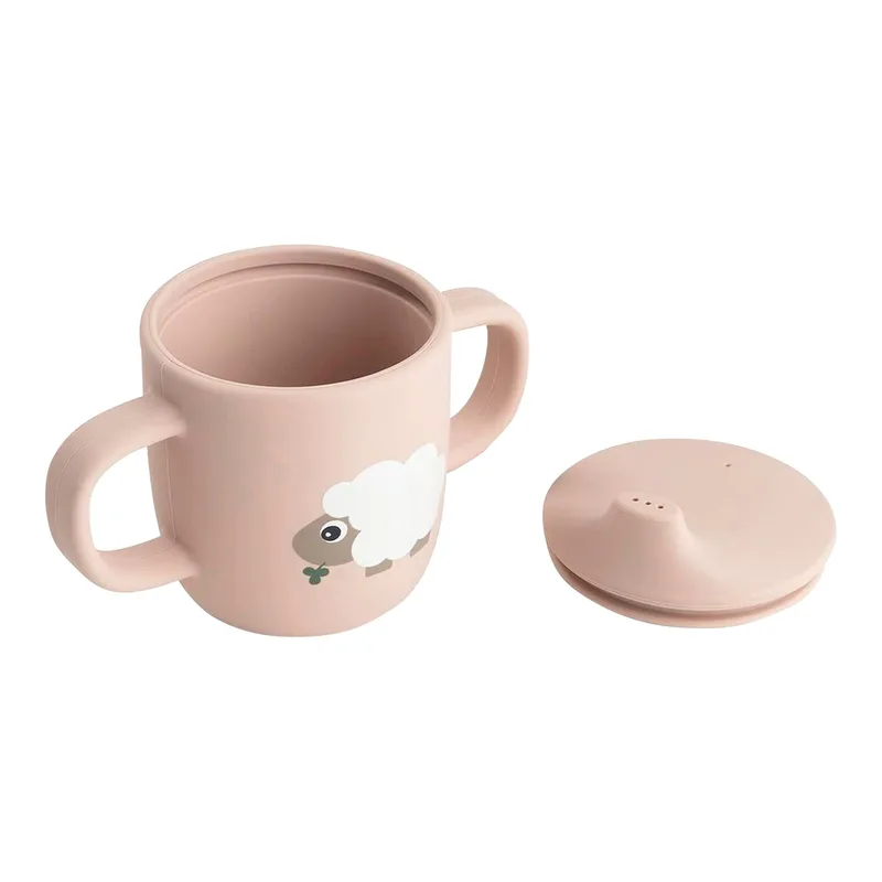 Tasse Avec Bec Verseur Et 2 Anses Silicone Tiny Farm de Done by Deer en Rose, 12 × 6,5 × 9 mm – photo produit