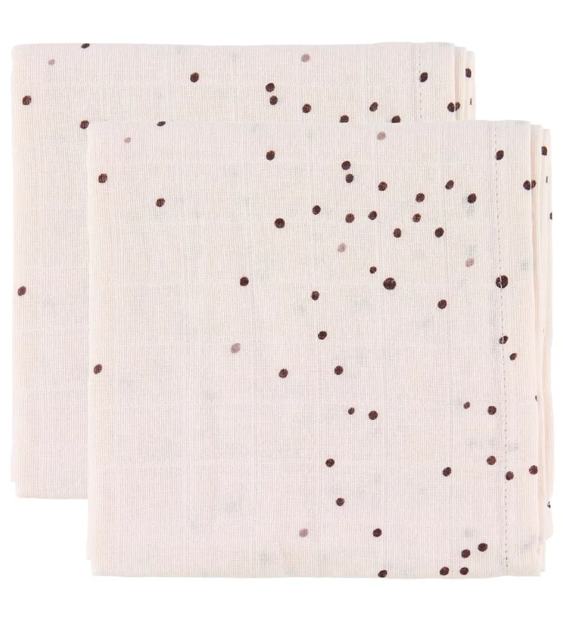 Wikkeldoek - 120x120 - 2-pack - Powder Dreamy Dots från Done by Deer – produktbild