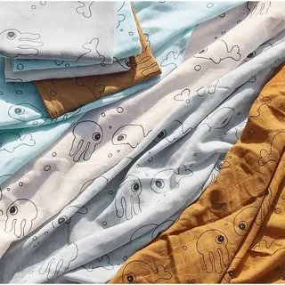 Wikkeldoek - 120x120 - 2 stk - Sea Friends - Grijs by Done by Deer – product photo 2 of 2
