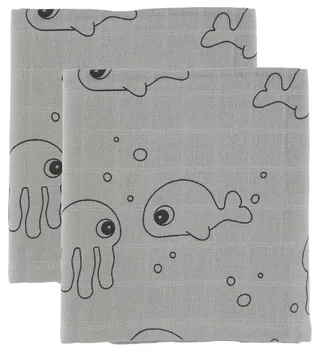 Wikkeldoek - 120x120 - 2 stk - Sea Friends - Grijs by Done by Deer – product photo 1 of 2