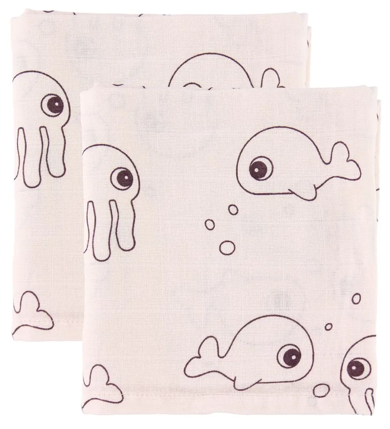 Wikkeldoek - 120x120 - 2 stk - Sea Friends - Poeder de Done by Deer – photo produit
