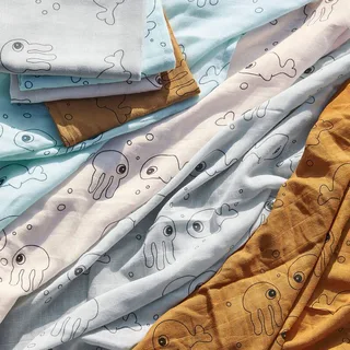 Wikkeldoek - 120x120 - 2 stk - Sea Friends - Poeder de Done by Deer – photo produit 2 sur 2
