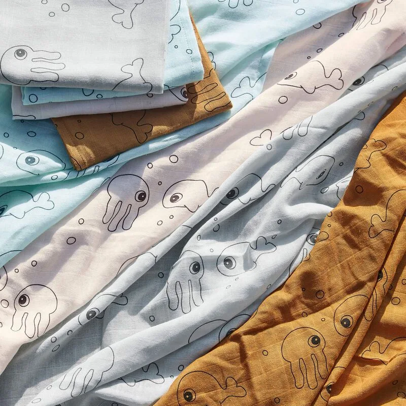 Wikkeldoek - 120x120 - 2 stk - Sea Friends - Poeder de Done by Deer – photo produit 2 sur 2