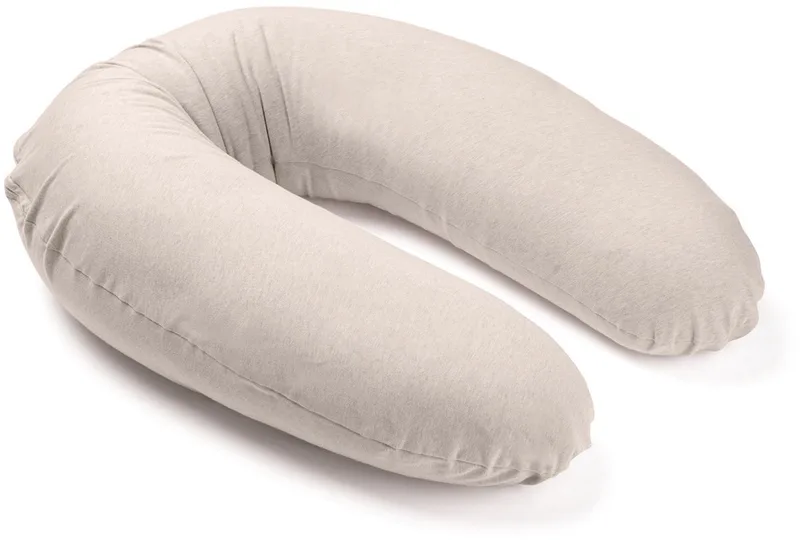 Buddy - Voedingskussen - Zwangerschapskussen - Zijslaapkussen met superfijne en extra stille microkorrels - Bio katoen - 180cm - Chine Sand van Doomoo in Beige – productfoto