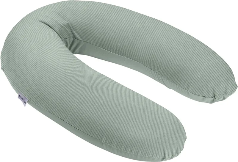 Buddy - Voedingskussen - Zwangerschapskussen - Zijslaapkussen met superfijne en extra stille microkorrels - katoen - 180cm - Corduroy Green van Doomoo in Groen – productfoto