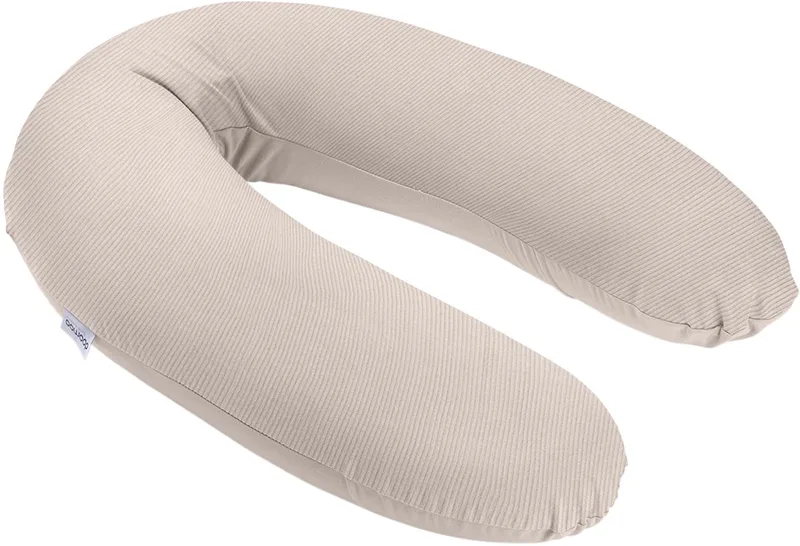 Buddy - Voedingskussen - Zwangerschapskussen - Zijslaapkussen met superfijne en extra stille microkorrels - katoen - 180cm - Corduroy Sand van Doomoo in Beige – productfoto