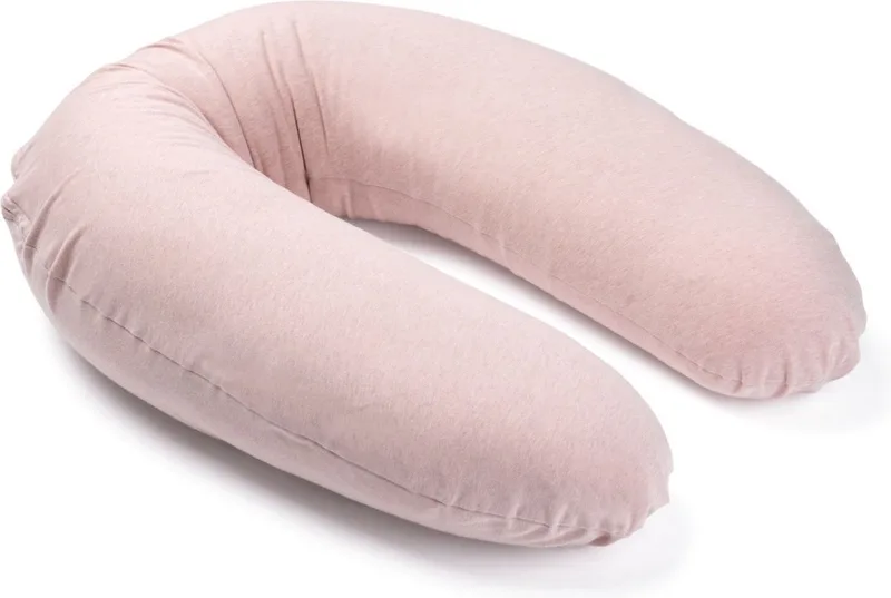 Buddy - Voedingskussen - Zwangerschapskussen - Zijslaapkussen met superfijne en extra stille microkorrels - Bio katoen - 180cm van Doomoo in Chiné Pink – productfoto