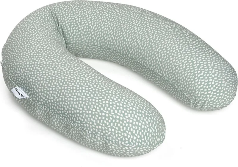 Buddy - Voedingskussen - Zwangerschapskussen - Zijslaapkussen met superfijne en extra stille microkorrels - Bio katoen - 180cm van Doomoo in Cloudy Kaki – productfoto