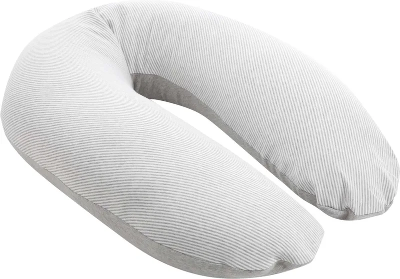 Buddy - Voedingskussen - Zwangerschapskussen - Zijslaapkussen met superfijne en extra stille microkorrels - Bio katoen - 180cm van Doomoo in Classic Grey – productfoto