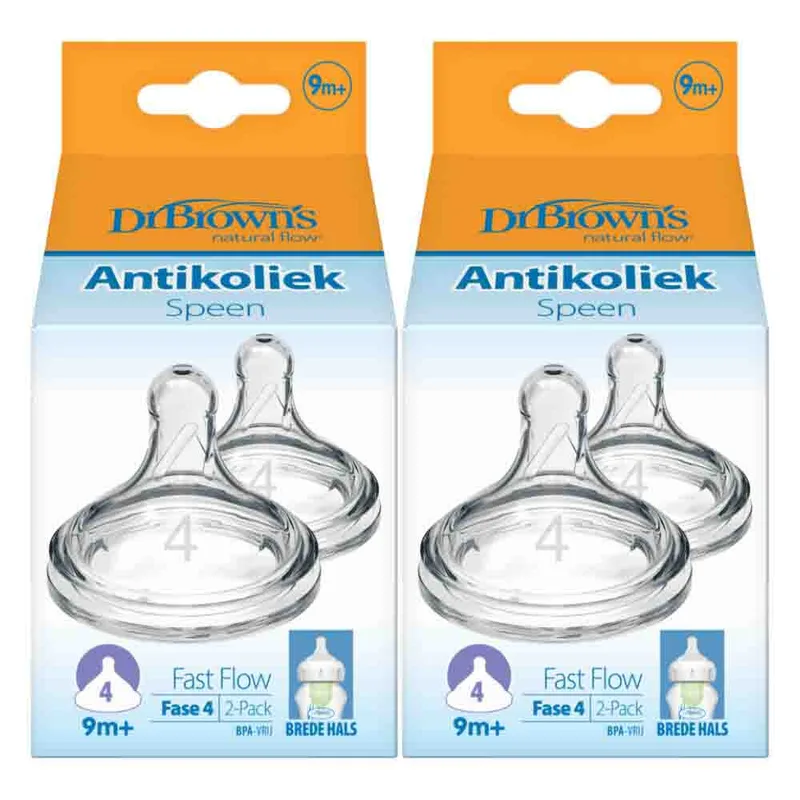 2x Dr. Browns Options+ Speen Fase 4 Brede Halsfles Transparant 2 stuks van Dr. Brown's – productfoto