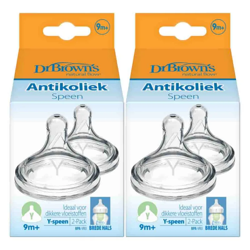 2x Dr. Browns Options+ Speen Y-cut Brede Halsfles Transparant 2 stuks van Dr. Brown's – productfoto