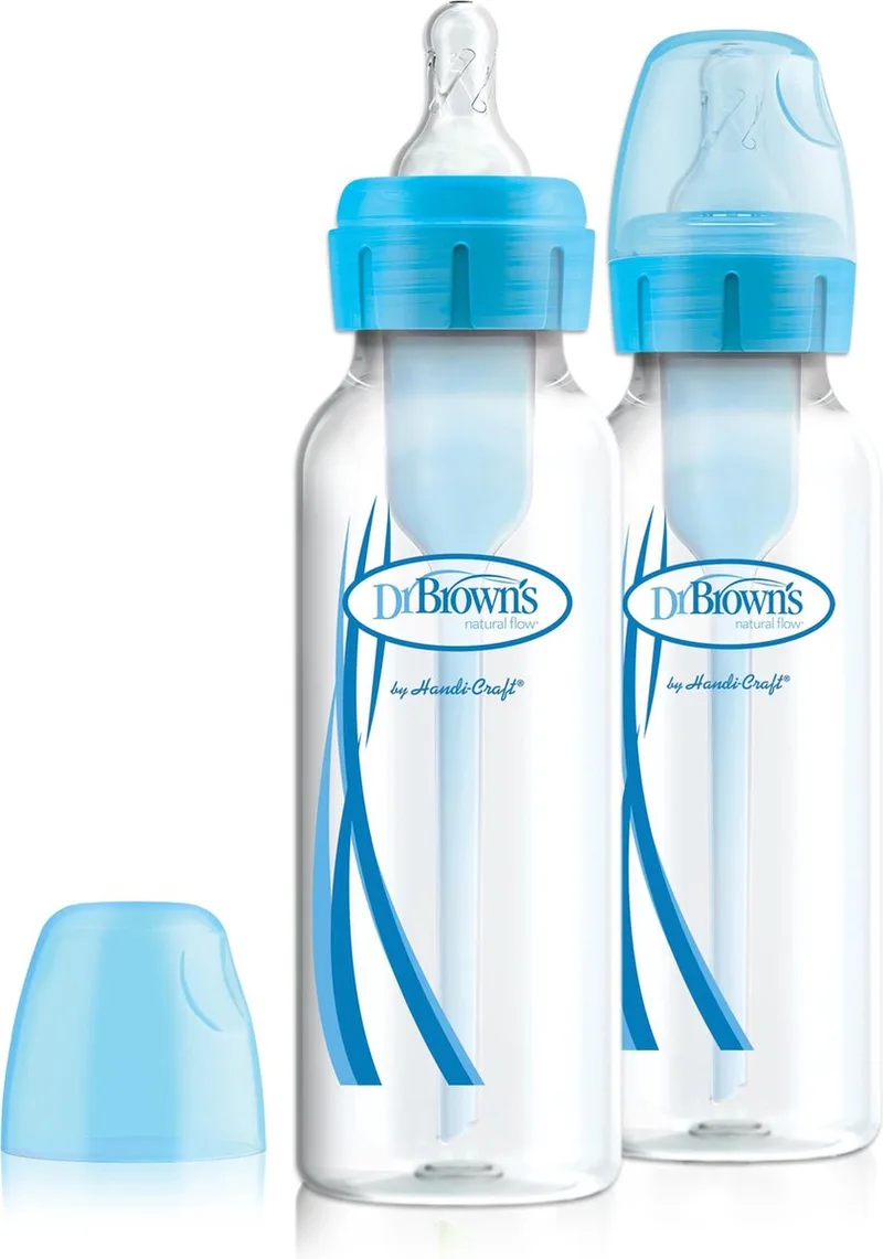 Options+ Anti-Colic Babyfles - Smalle halsfles - 250ml - 2 stuks by Dr. Brown's in Blauw – product photo