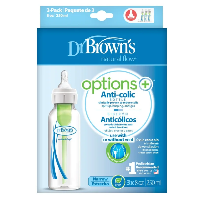 Options+ Anti-Colic Babyfles - Smalle halsfles - 250ml - 3 stuks von Dr. Brown's in Transparent – Produktfoto 2 von 3