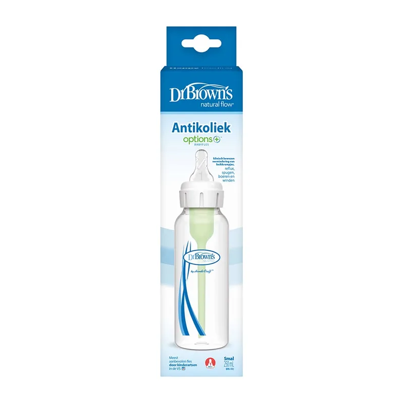 Options+ Anti-Colic Babyfles - Smalle halsfles - 250ml - Kunststof (BPA-vrij) by Dr. Brown's in Transparent – product photo 2 of 3