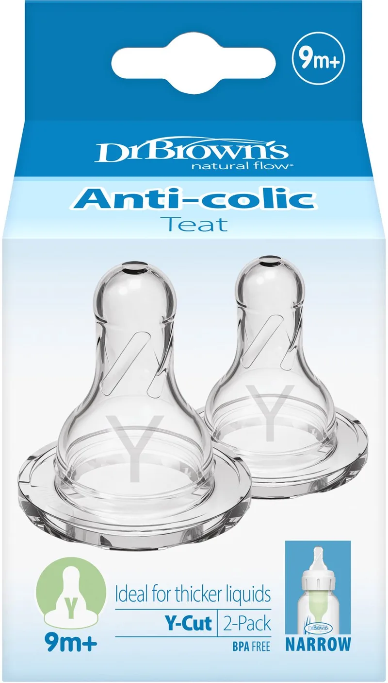Options+ Flesspeen - Y-speen - Smalle halsfles - 2 stuks de Dr. Brown's en Transparent – photo produit