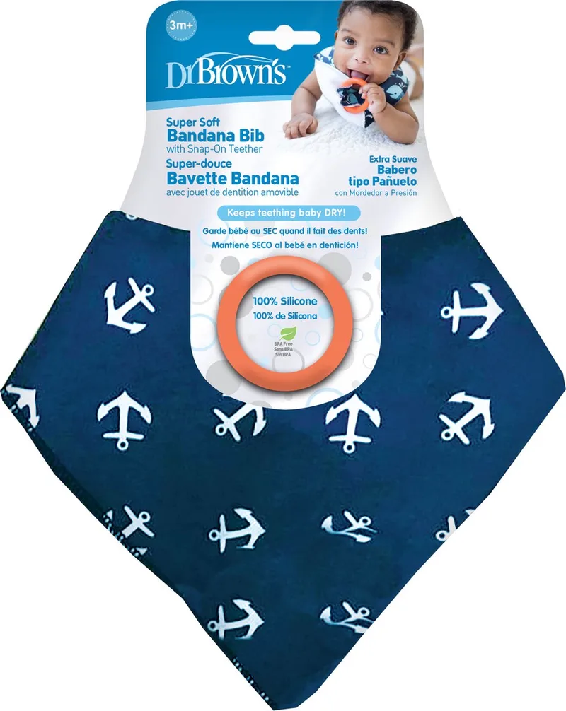 Slabetje Met Bijtring - Baby slabbetjes bandana stijl de Dr. Brown's en Bleu – photo produit
