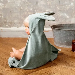 Badcape - Badcape Baby - Badcape - Badcape met capuchon - Kraamcadeau van Elodie Details in Mineral Green Bunny – productfoto 2 van 2