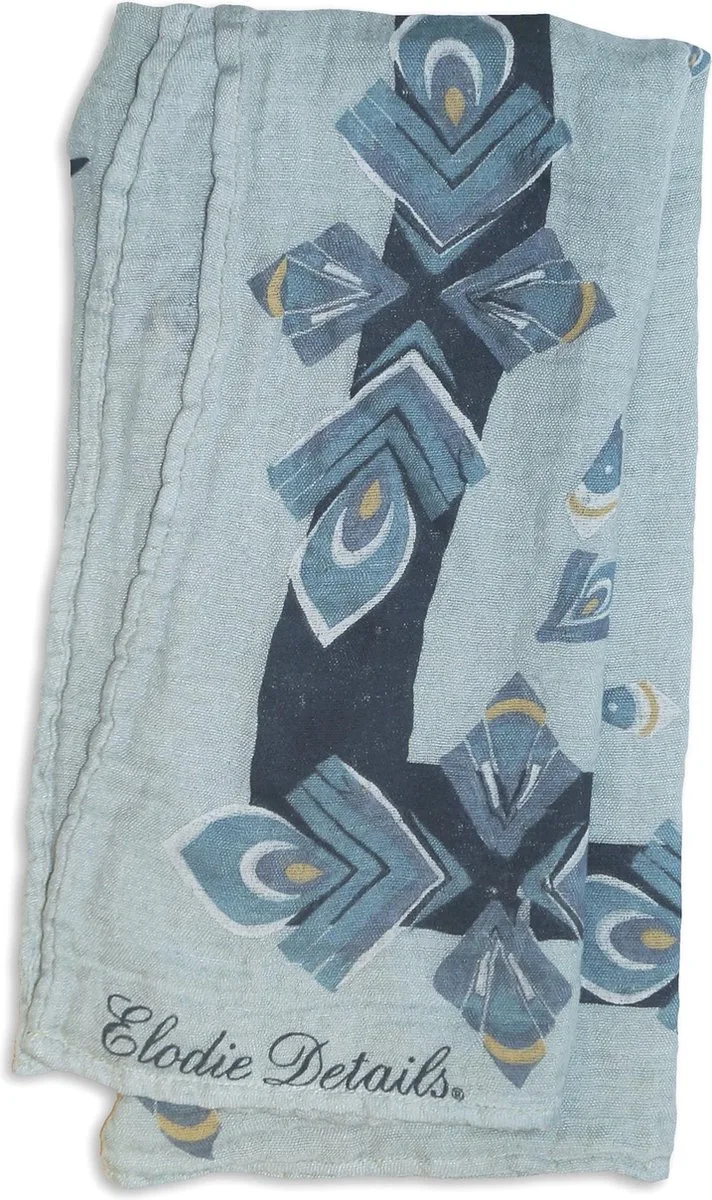 Bamboe Hydrofiele doek - Hydrofiele doeken - Tetradoeken - 80x 80 cm - Everest Feathers by Elodie Details in Blue – product photo