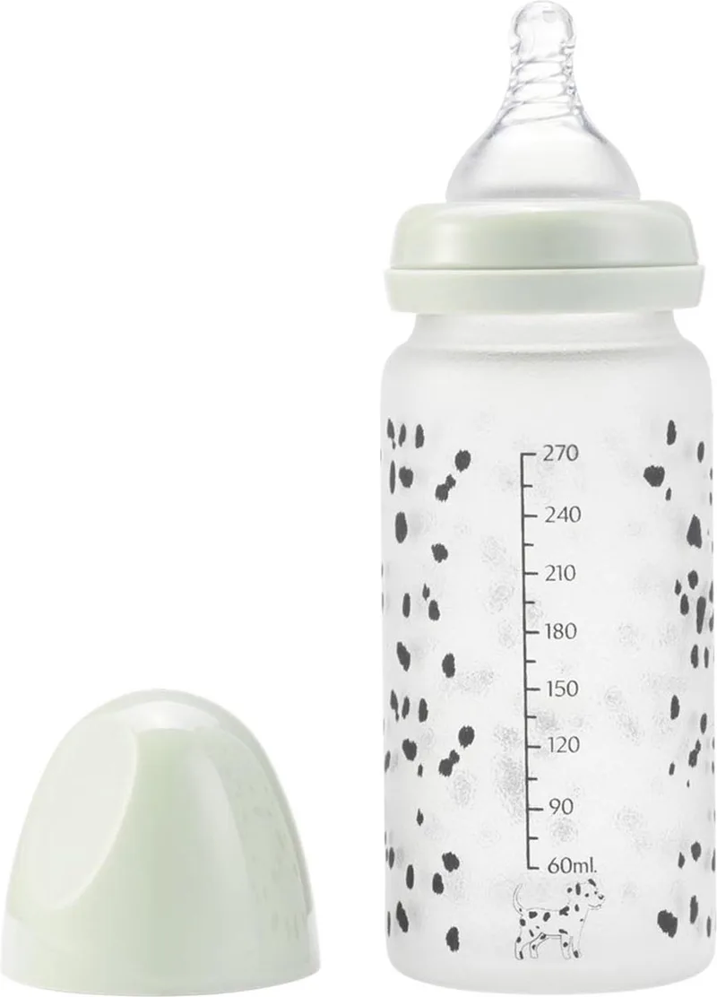 glazen babyfles - Baby flessen - Baby fles - Glazen flesjes - Babyfles - 270 ml - Dalmatian Dots van Elodie Details in Dalmation Dots – productfoto