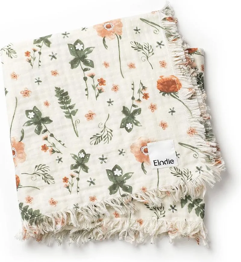 Hydrofiel Baby dekentje - Dekentje - Dekentjes - Wiegdeken - Hydrofiele doeken - Tetradoeken - Meadow Blossom (75x100cm) by Elodie Details in White – product photo