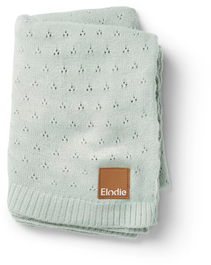 Pointelle Deken - Wiegdeken - Dekentje baby - Babydeken - Dekentje - 100 cm x 75 cm by Elodie Details in Mineral green – product photo