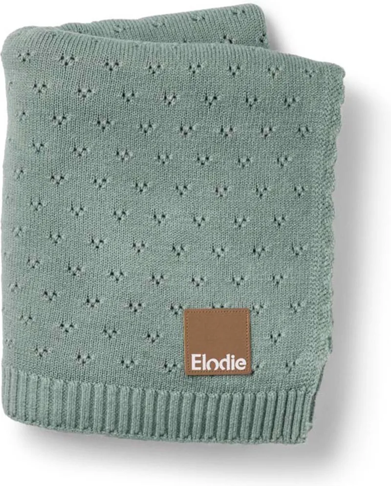 Pointelle Dekentje - Wiegdeken - Dekentje baby - Babydeken - Dekentje - 100 cm x 75 cm by Elodie Details in Pebble green – product photo