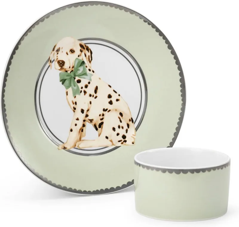 Porcelain Dinner Set - Babyservies - Porceleinen kinderbord en kom - Baby servies set - Kraamcadeau -Darling Dalmatians by Elodie Details in Darling Dalmatiers – product photo