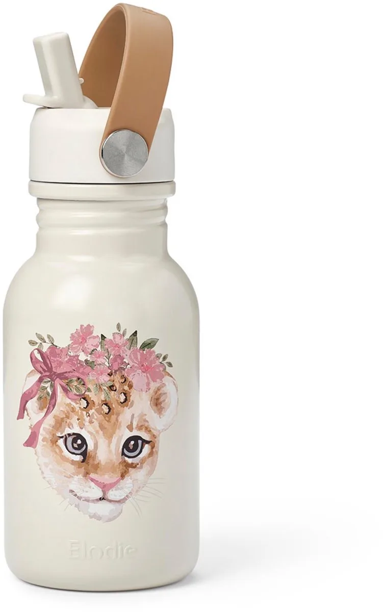 Water bottle - Waterfles kinderen - Drinkfles met rietje - Drinkbeker - rvs drinkfles 350ml van Elodie Details in Rosy bow Leo – productfoto 1 van 3