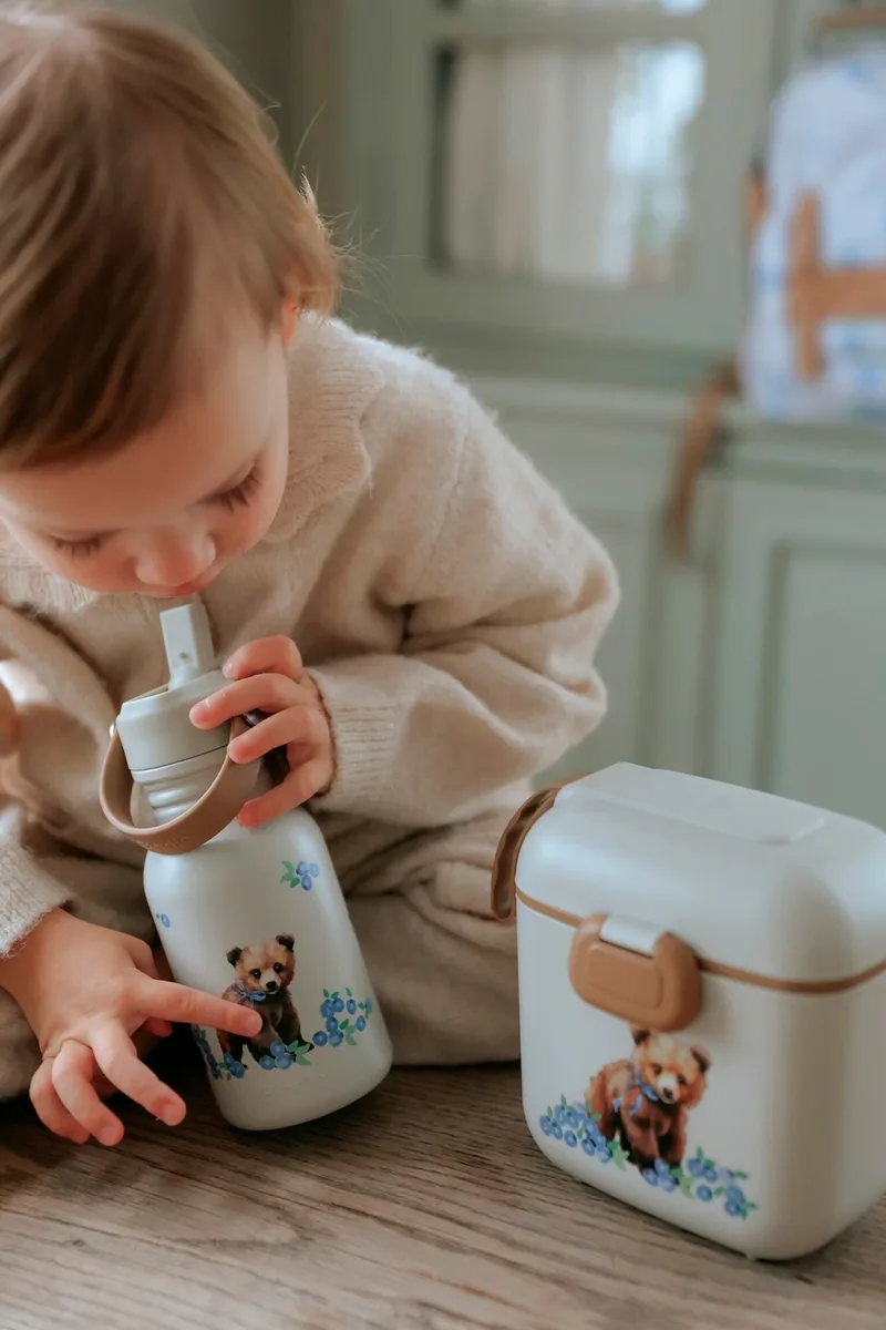 Water Bottle - Waterfles kinderen - Drinkfles met rietje - Drinkbeker - rvs drinkfles 350ml - Billy van Elodie Details in Blueberry bliss – productfoto 3 van 3