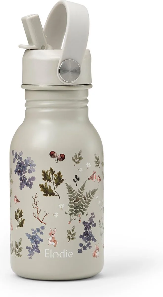 Water bottle - Waterfles kinderen - Drinkfles met rietje - Drinkbeker - rvs drinkfles 350ml van Elodie Details in Fairytale Forest – productfoto