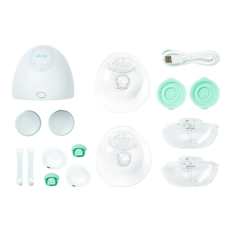 Pump Enkele Elektrische Borstkolf - Draagbaar - Hands-free - Geluidsloos - Incl. 2 flessen von Elvie in Wit – Transparant – Groen – Produktfoto 3 von 3