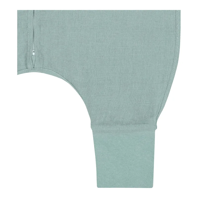 Sommer-Sleepoverall Leinen 0.5 TOG de emma & noah en Vert – photo produit 2 sur 3