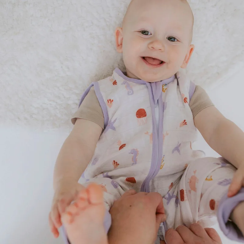 Sommer-Sleepoverall Musselin 0.5 TOG de emma & noah en Bleu – photo produit