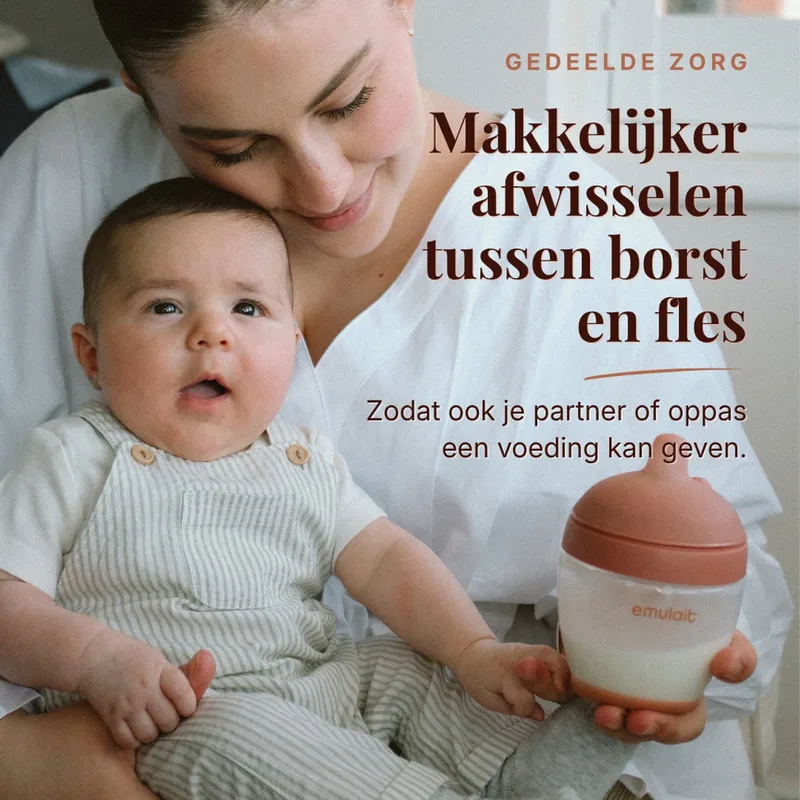 Classic Glazen Babyfles - responsief voeden - anti-koliek - borstvormig - 240 ml - kleur: - maat: 2 de Emulait en Medium – photo produit
