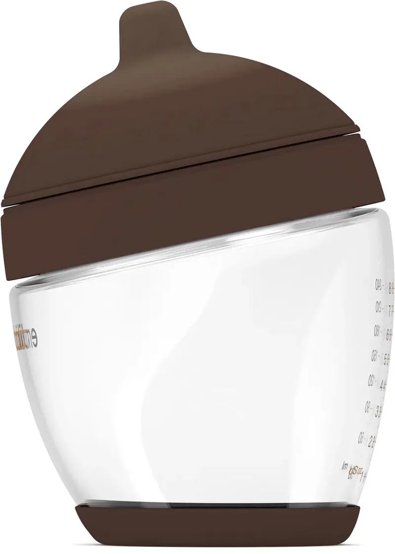 Classic Glazen Babyfles - responsief voeden - anti-koliek - borstvormig - 240 ml - kleur: - maat: 1 by Emulait in Rich – product photo